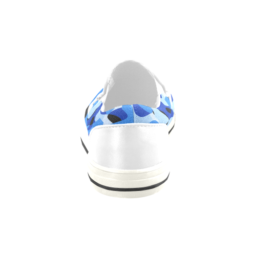 Camouflage Abstract Blue and Black Slip-on Canvas Shoes for Kid (Model 019)