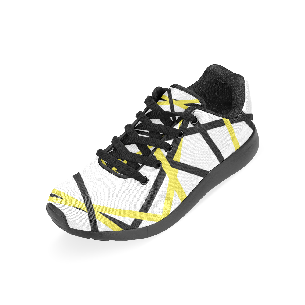 Black and yellow stripes Women’s Running Shoes (Model 020)