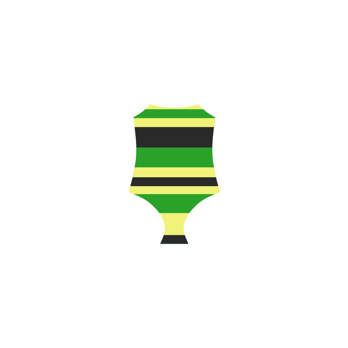 Jamaican Inspired Yellow, Black and Green Stripes Strap Swimsuit ( Model S05)