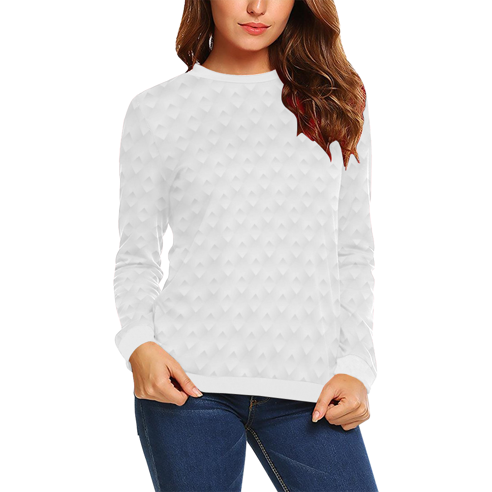 White Rombus Pattern All Over Print Crewneck Sweatshirt for Women (Model H18)