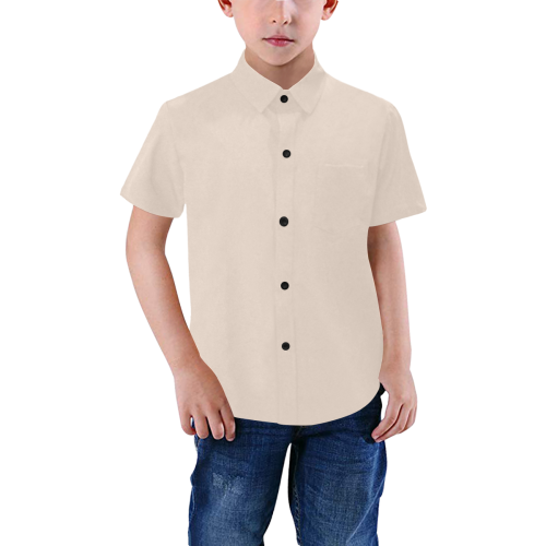 color champagne pink Boys' All Over Print Short Sleeve Shirt (Model T59)