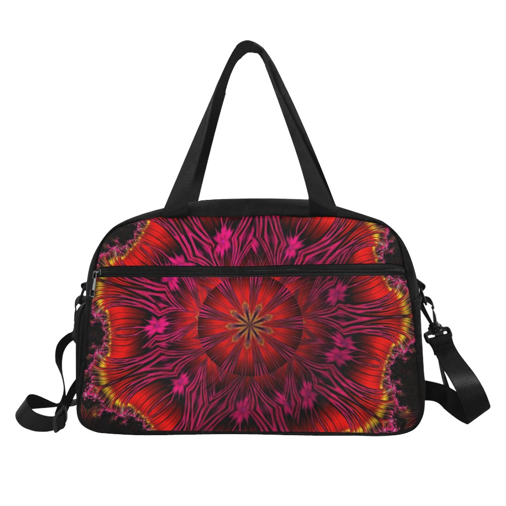 Sunset Solar Flares Fractal Mandala Abstract Fitness Handbag (Model 1671)