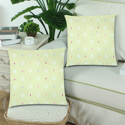 Spring Fun Lady Bugs Custom Zippered Pillow Cases 18"x 18" (Twin Sides) (Set of 2)