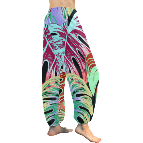 Pretty Leaves A by JamColors Women's All Over Print Harem Pants (Model L18)