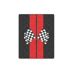 Racing Stripe, Checkered Flags, Black and Red Blanket 40"x50"