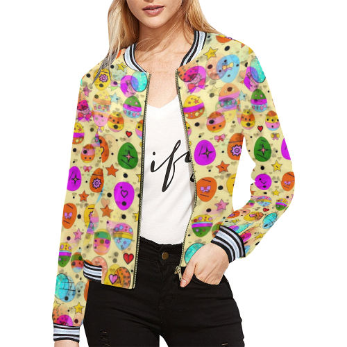 Egg Popart by Nico Bielow All Over Print Bomber Jacket for Women (Model H21)