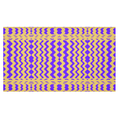 Purple Yellow Modern  Waves Lines Cotton Linen Tablecloth 60"x 104"