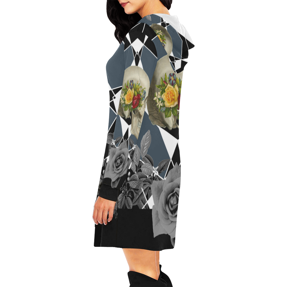 collage_ Growing _ Gloria Saanchez All Over Print Hoodie Mini Dress (Model H27)