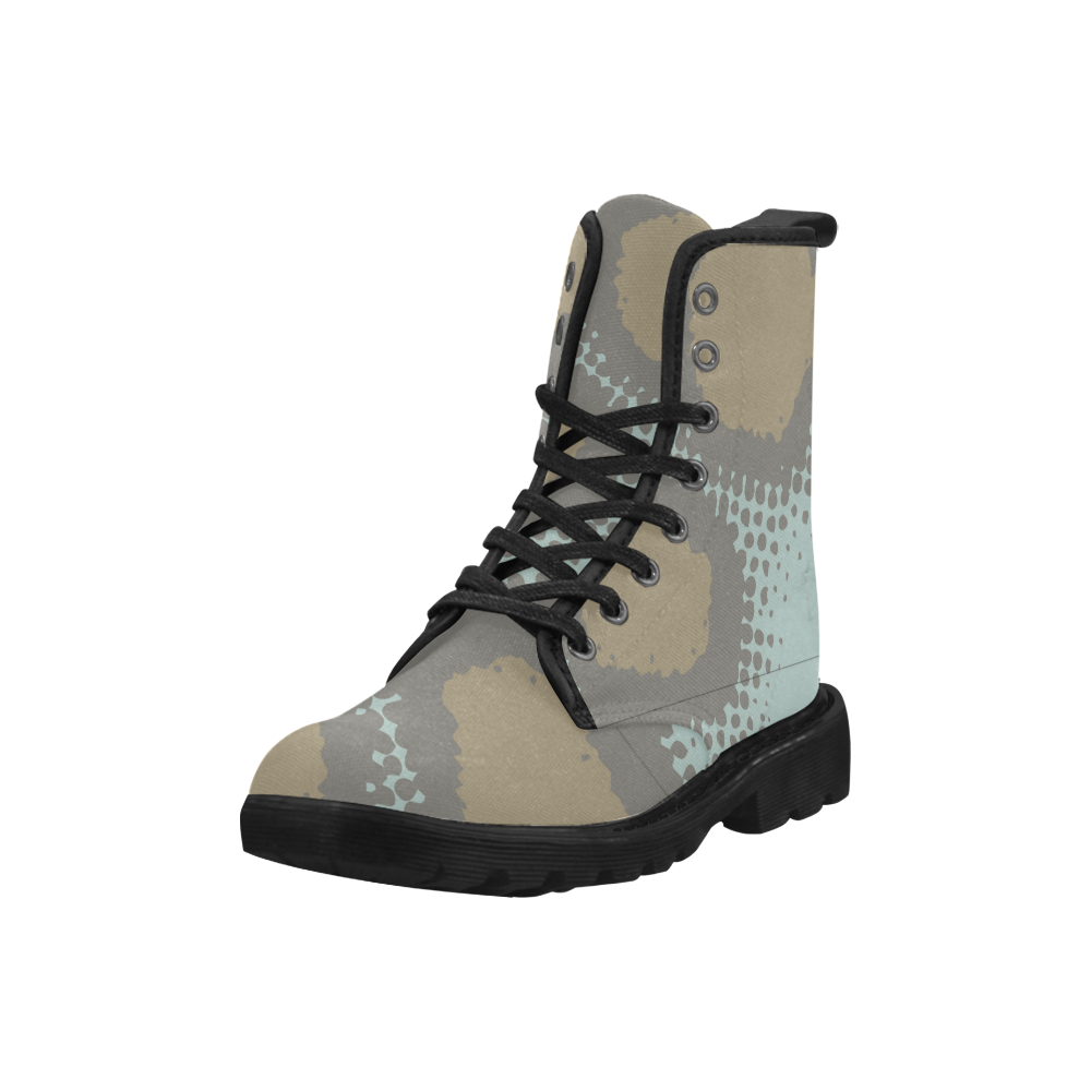 Blue and Brown Camo Martin Boots for Women (Black) (Model 1203H)