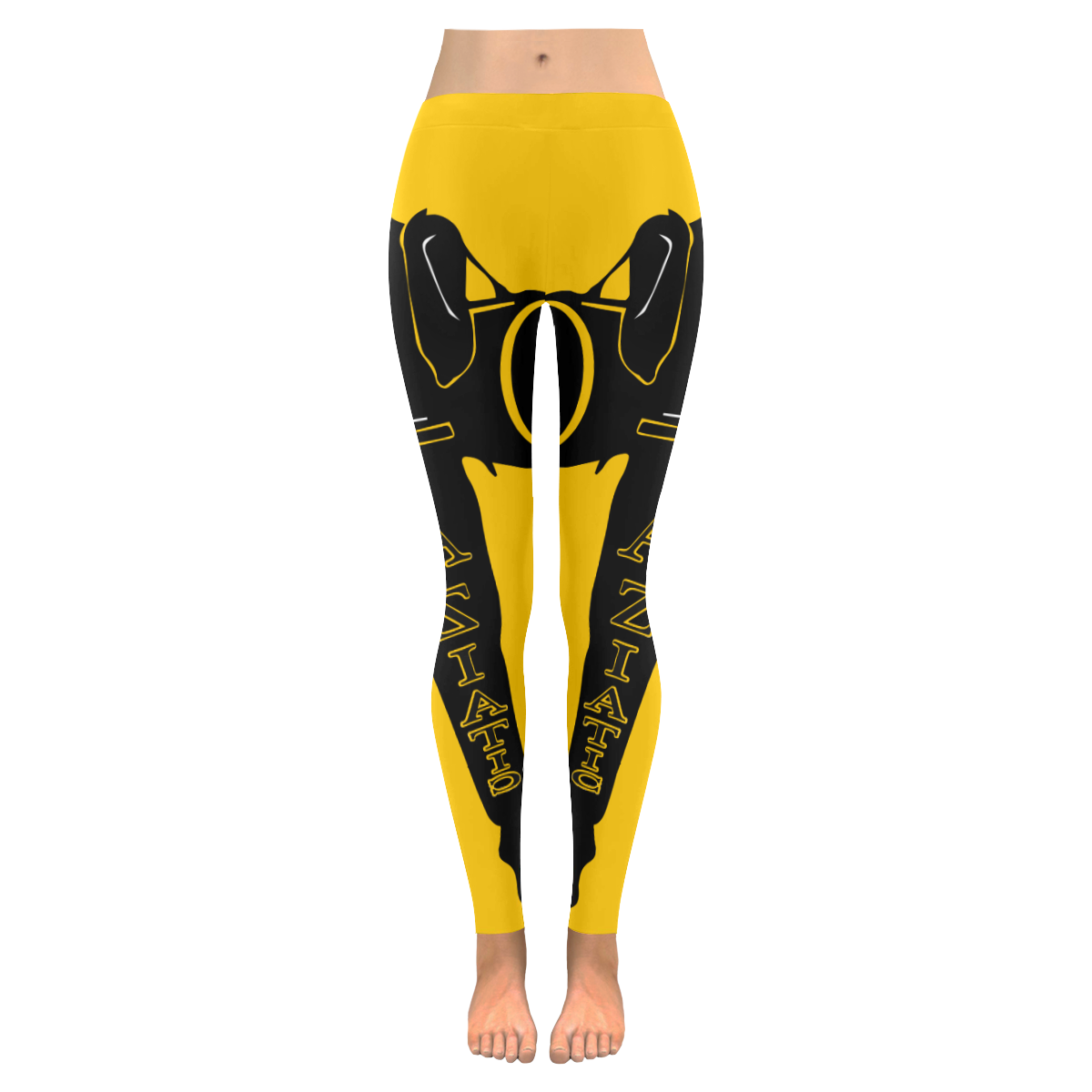 Aziatic Black & Yellow 23 Women's Low Rise Leggings (Invisible Stitch) (Model L05)