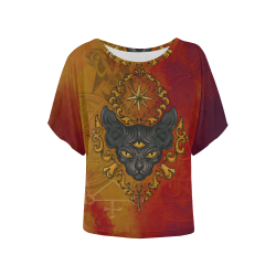 Awesome Magic Cat Women's Batwing-Sleeved Blouse T shirt (Model T44)