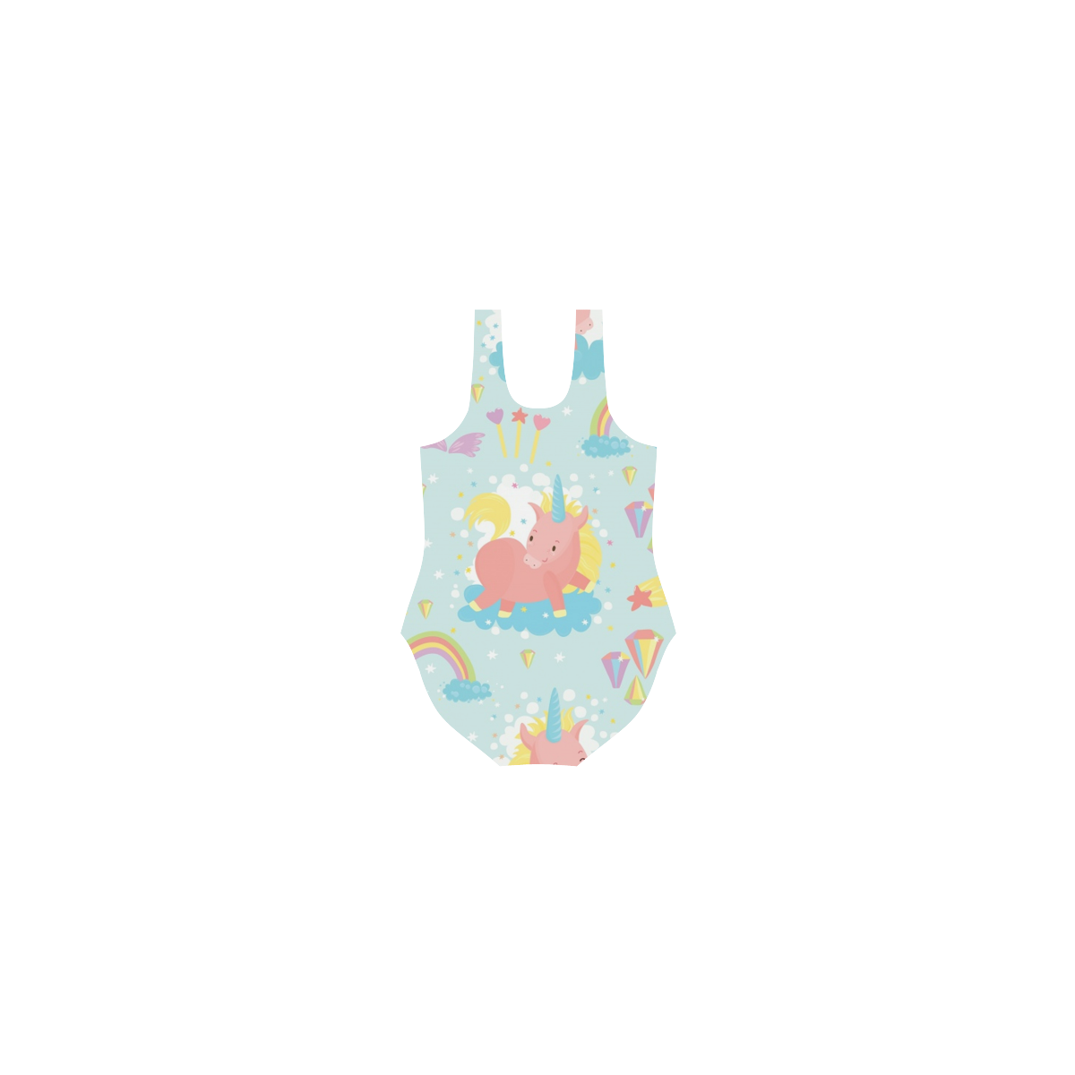 Unicorn And Rainbow Pattern Vest One Piece Swimsuit (Model S04)
