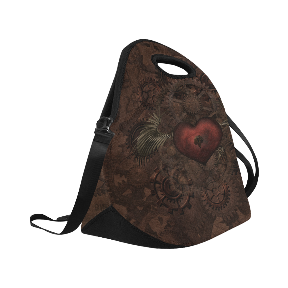 Awesome Steampunk Heart In Vintage Look Neoprene Lunch Bag/Large (Model 1669)
