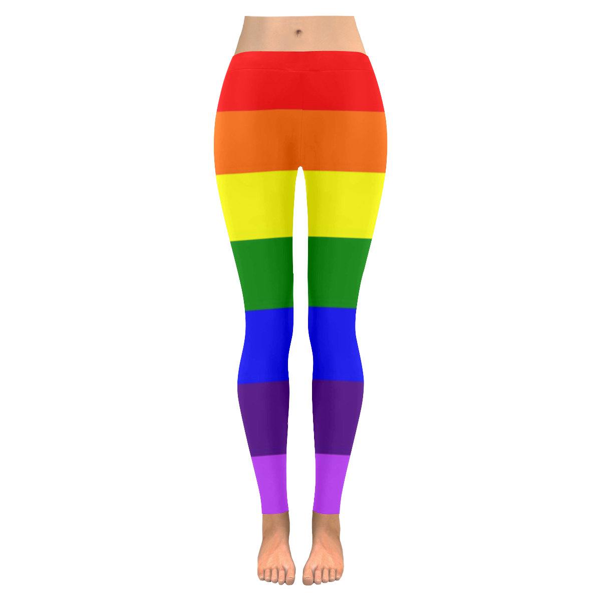 Rainbow Flag (Gay Pride - LGBTQIA+) Women's Low Rise Leggings (Invisible Stitch) (Model L05)