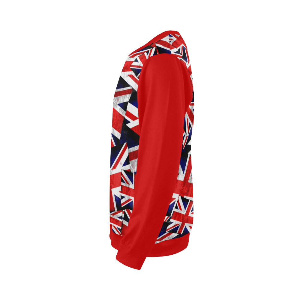 Union Jack British UK Flag - Union Jack British UK Flag (Vest Style) Red All Over Print Crewneck Sweatshirt for Men/Large (Model H18)
