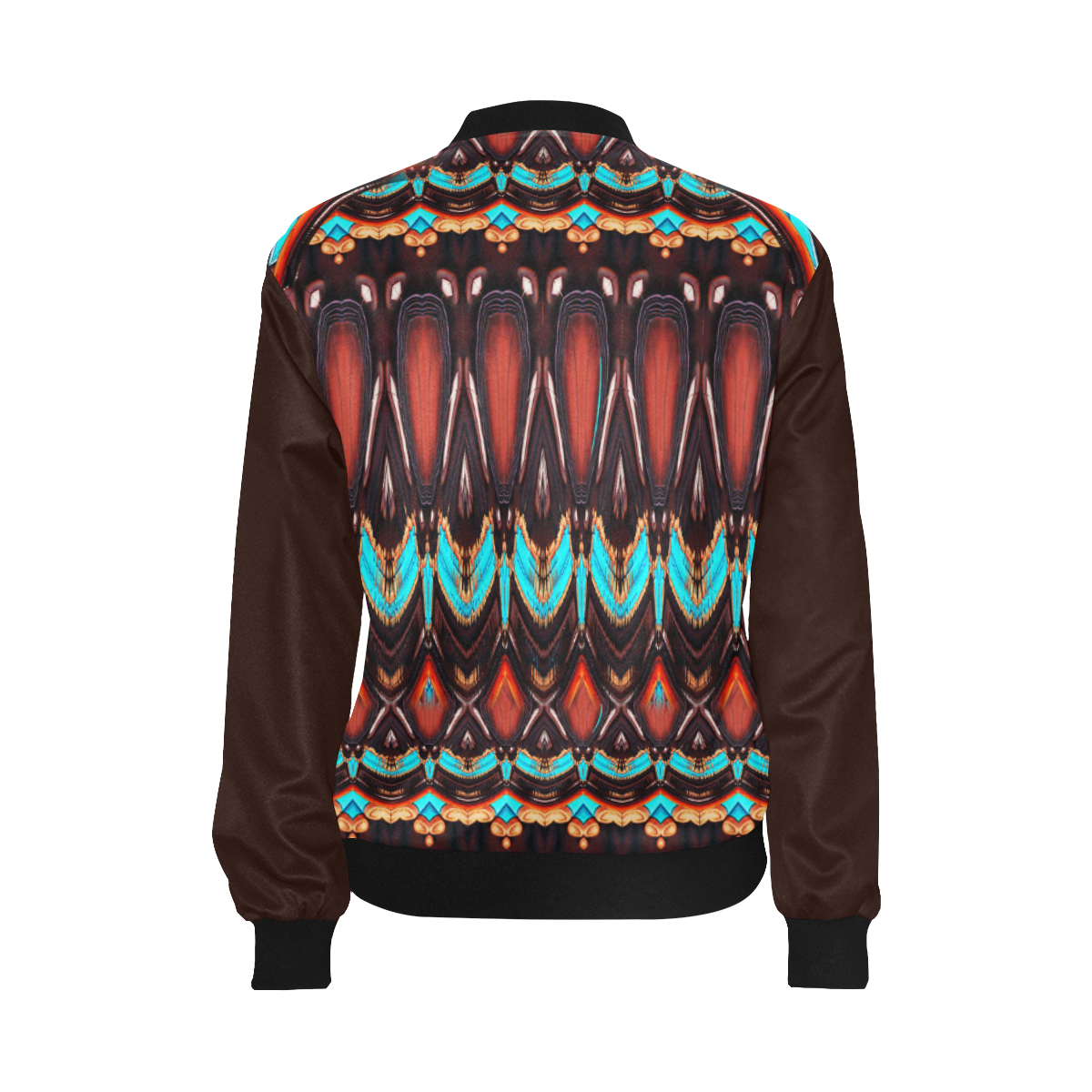 K172 Wood and Turquoise Abstract  (Vest Style) Brown All Over Print Bomber Jacket for Women (Model H36)