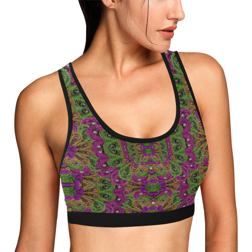 Peacock lace in the nature Women's All Over Print Sports Bra (Model T52)