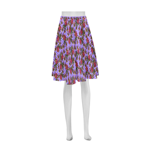 lazy cat floral pattern lilac polka Athena Women's Short Skirt (Model D15)