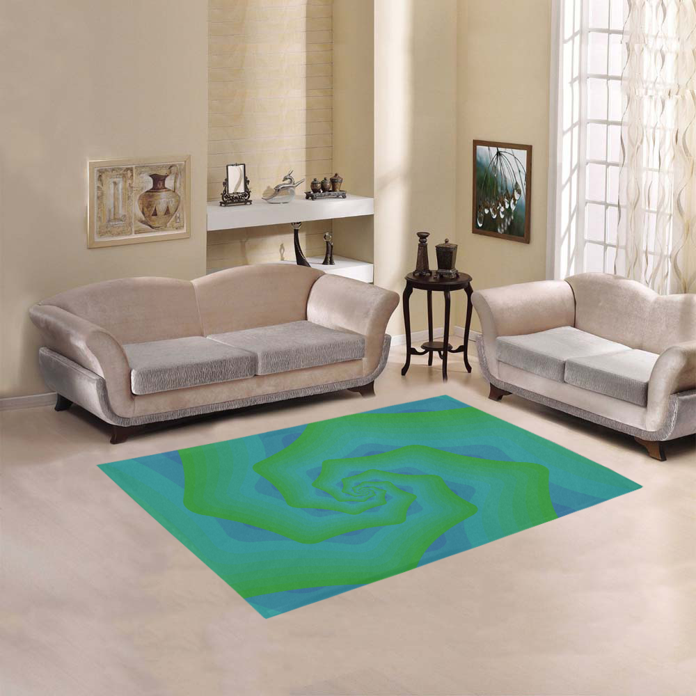 Green blue wave Area Rug 5'3''x4'
