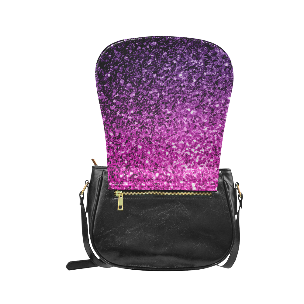Beautiful Purple Pink Ombre glitter sparkles Classic Saddle Bag/Small (Model 1648)