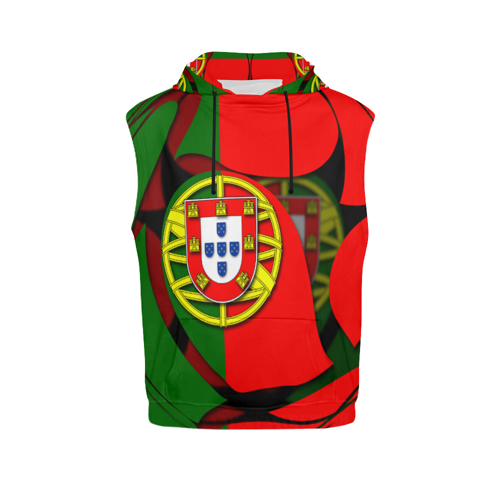 The Flag of Portugal All Over Print Sleeveless Hoodie for Men (Model H15)