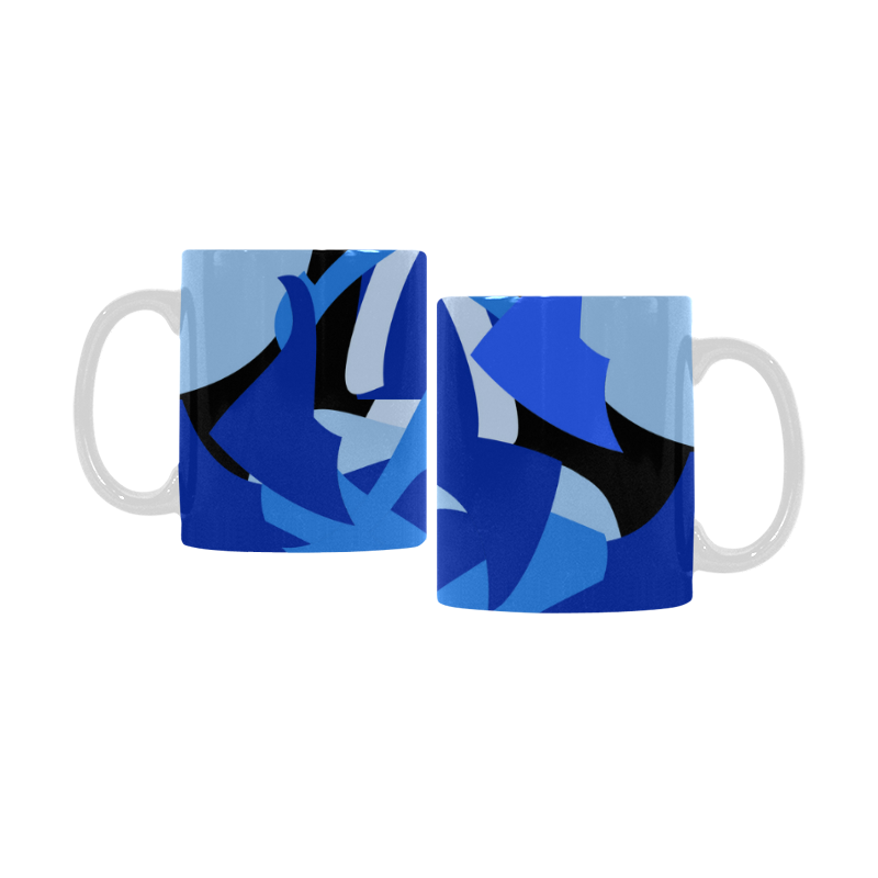 Camouflage Abstract Blue and Black White Mug(11OZ)