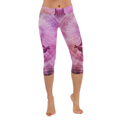 meditation yoga graphic art Women's Low Rise Capri Leggings (Invisible Stitch) (Model L08)