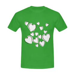 White Hearts Floating Together on Green Men's T-Shirt in USA Size (Front Printing Only)