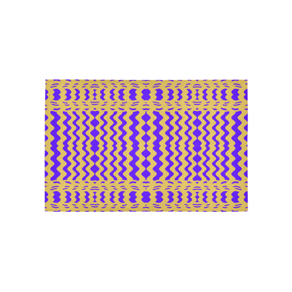 Purple Yellow Modern  Waves Lines Area Rug 5'x3'3''