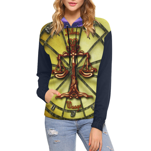 libra bronze All Over Print Hoodie for Women (USA Size) (Model H13)