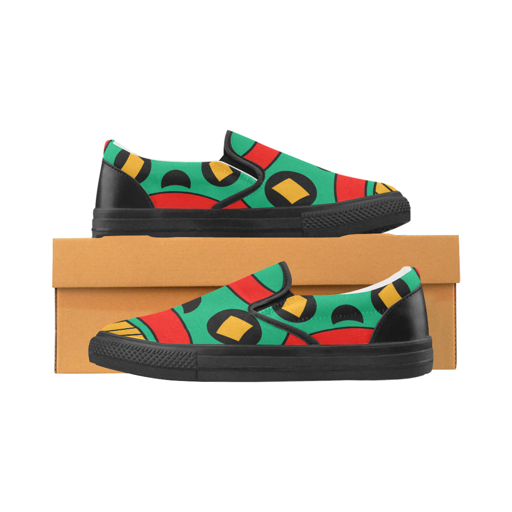 African Scary Tribal Men's Slip-on Canvas Shoes (Model 019)