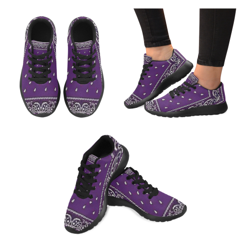 Purple Bandana Women-Black Women’s Running Shoes (Model 020)