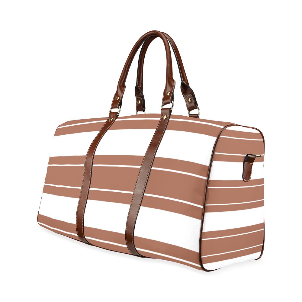 Chocolate Nautical Stripe Mod Waterproof Travel Bag/Small (Model 1639)