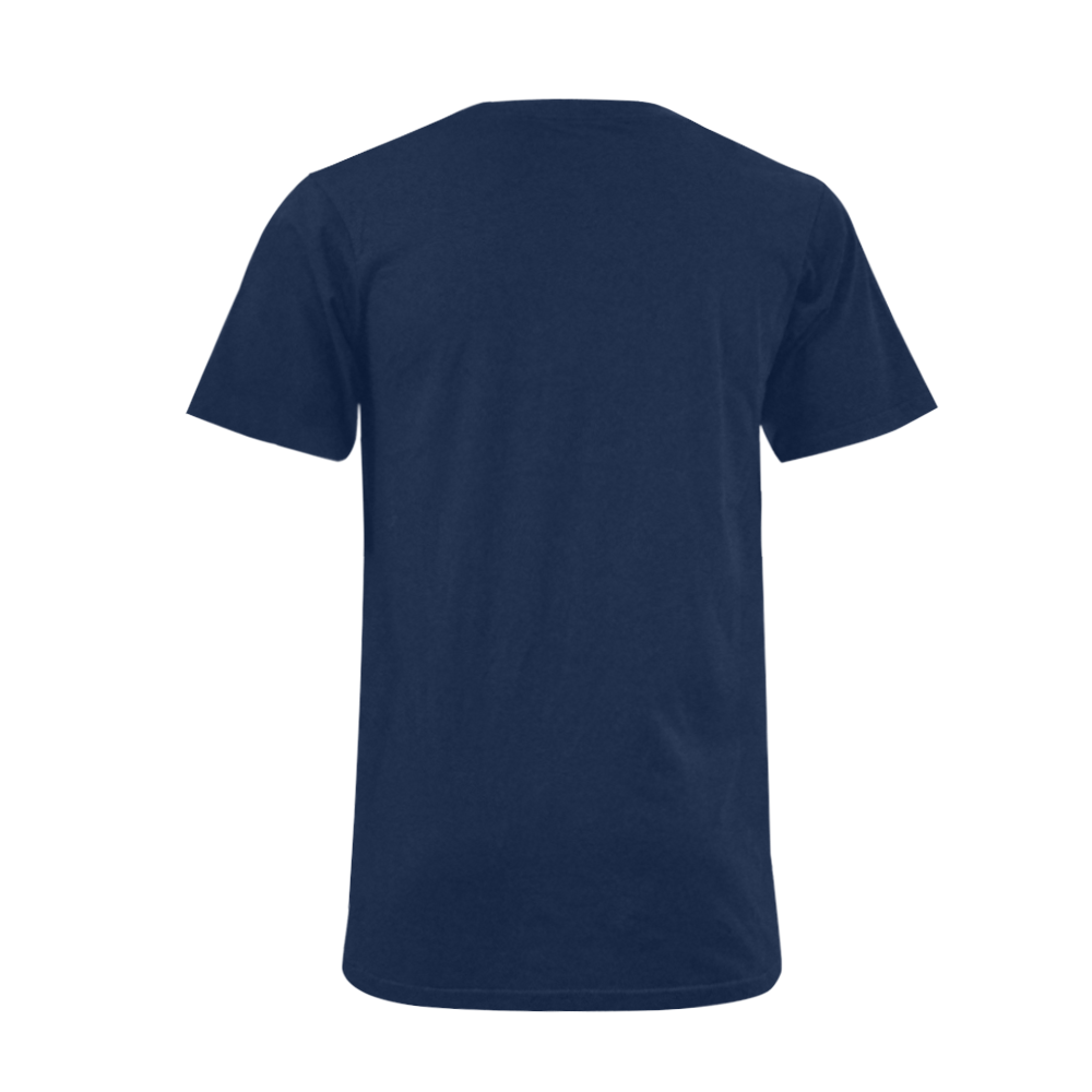Red Heart Fingers / Blue Men's V-Neck T-shirt  Big Size(USA Size) (Model T10)