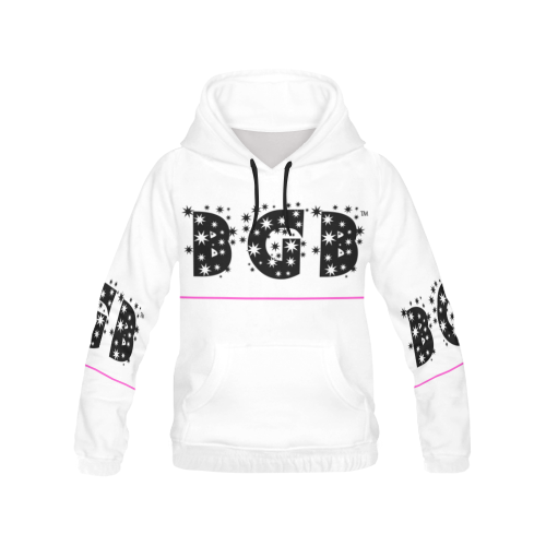 BGB LOGO BLACK PINK LINE All Over Print Hoodie for Women (USA Size) (Model H13)