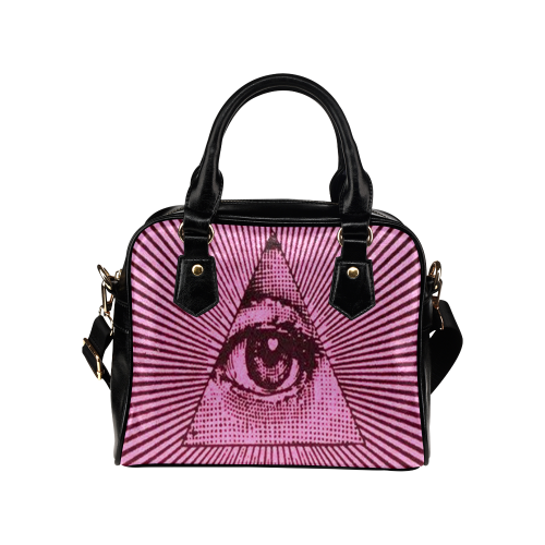 Pink Illuminati Love Leather Shoulder Handbag (Model 1634)