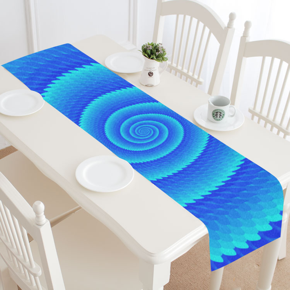 Spiral wave royal blue Table Runner 16x72 inch
