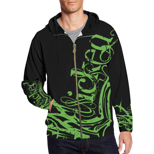Wicked Green Hoodie All Over Print Full Zip Hoodie for Men (Model H14)