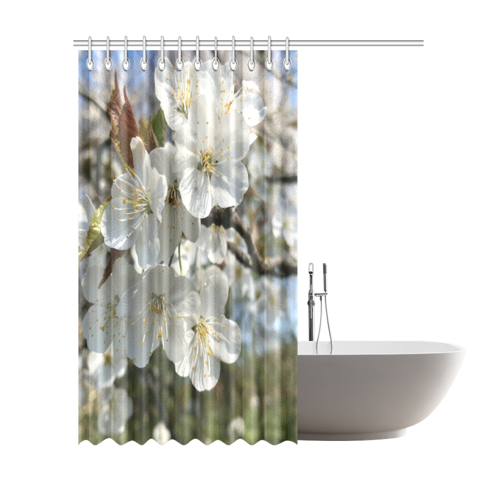 white flower Shower Curtain 72"x84"