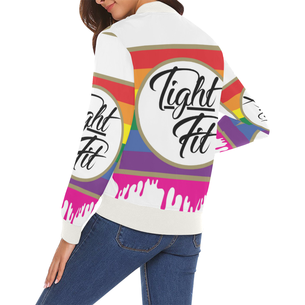 Tight Fit LOCK R7 All Over Print Bomber Jacket for Women (Model H19)