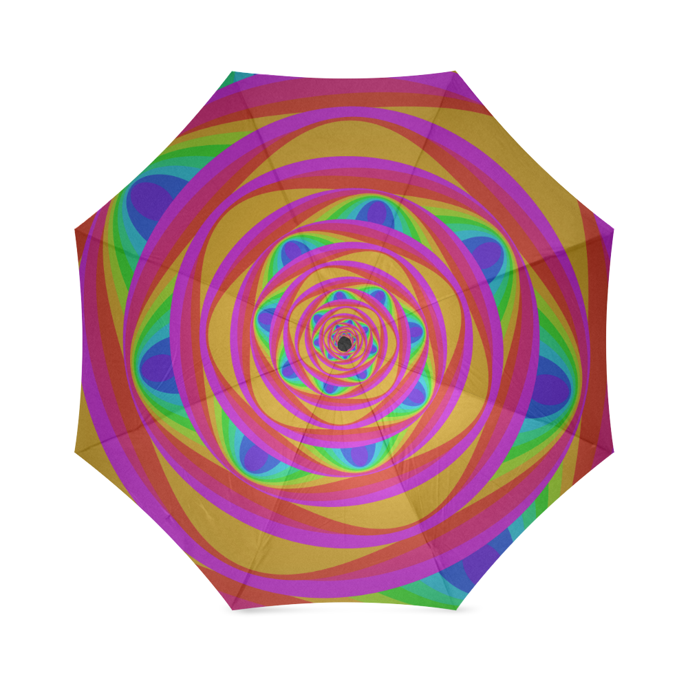 Red pink spiral Foldable Umbrella (Model U01)