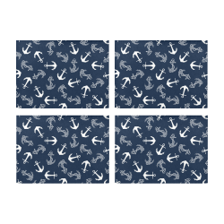 White on Navy Anchor Pattern Placemat 14’’ x 19’’ (Set of 4)