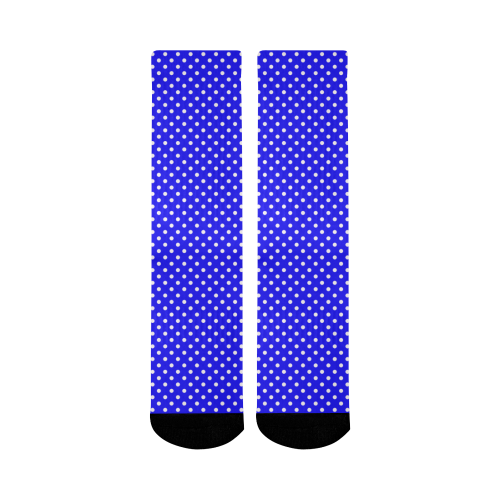 Blue polka dots Mid-Calf Socks (Black Sole)