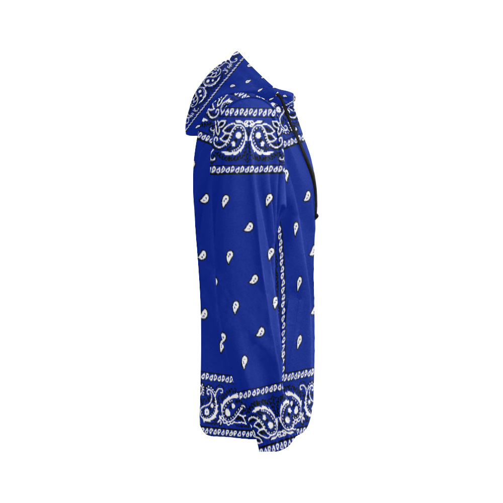 KERCHIEF PATTERN BLUE All Over Print Full Zip Hoodie for Women (Model H14)