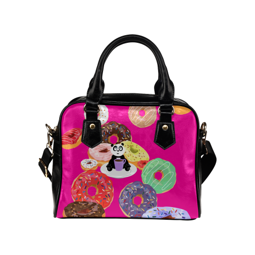 Panda And Donuts Shoulder Handbag (Model 1634)