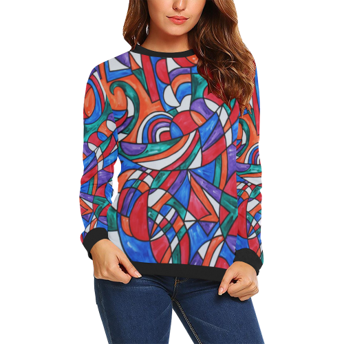 Good Vibes All Over Print Crewneck Sweatshirt for Women (Model H18)