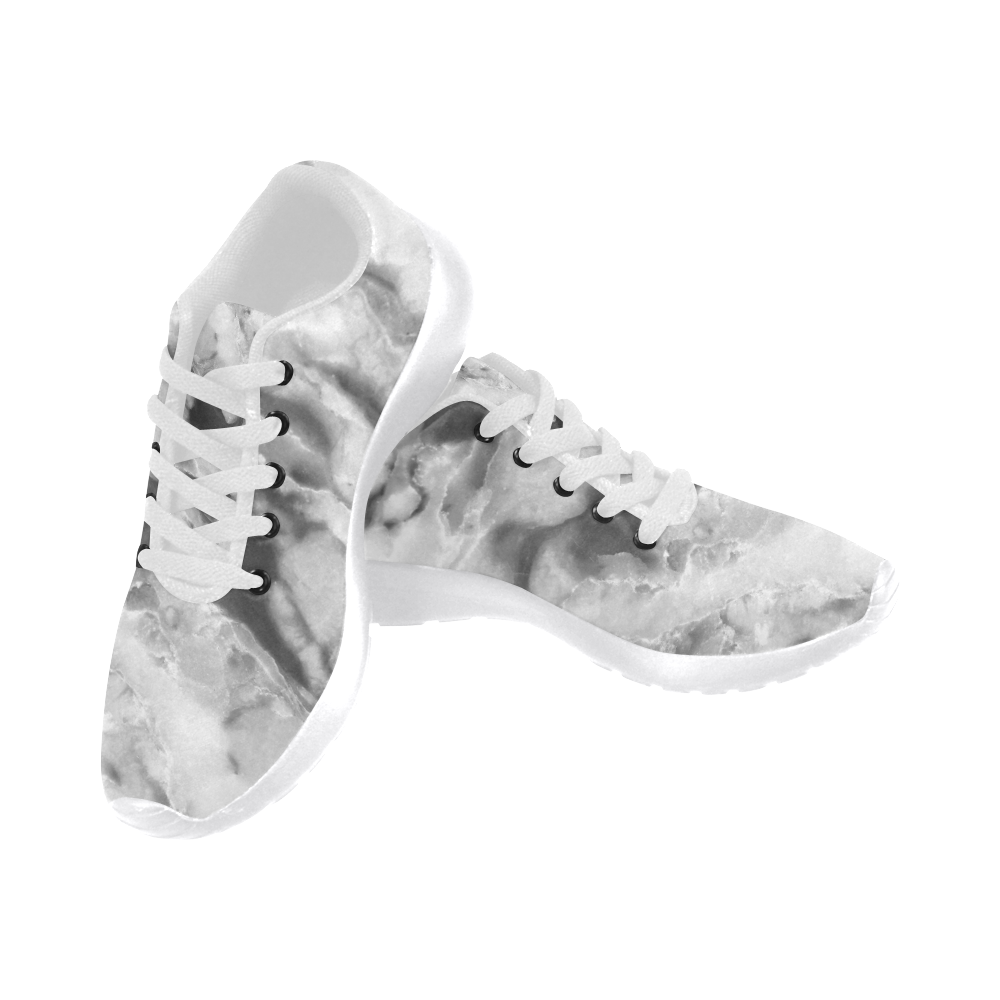 Marble Black and White Pattern Women's Running Shoes/Large Size (Model 020)