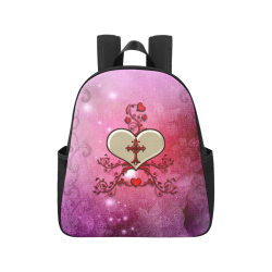 Wonderful heart with cross Multi-Pocket Fabric Backpack (Model 1684)
