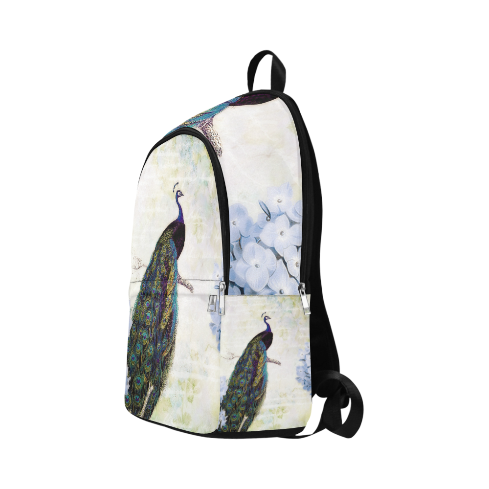 blue peacock and hydrangea Fabric Backpack for Adult (Model 1659)