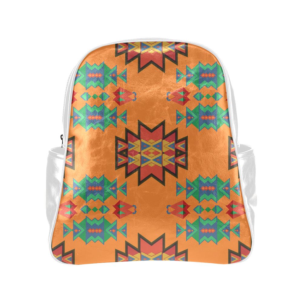 Misc shapes on an orange background Multi-Pockets Backpack (Model 1636)